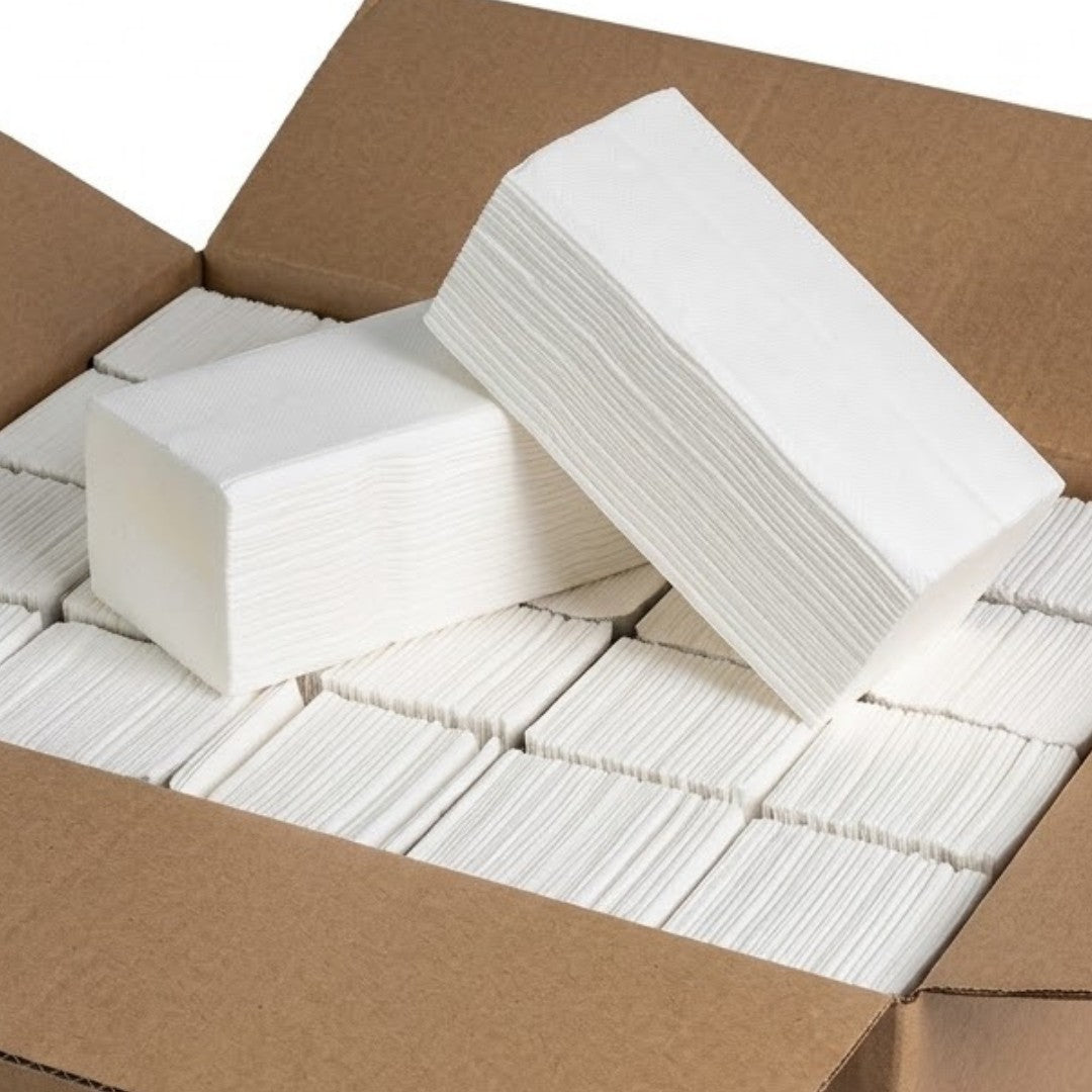 1000x (tissue) papirshåndklæder 2-lags 24 x 21 cm Z-fold ( 5 x 200 ark) egnet til dispenser