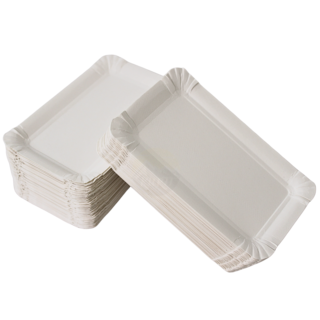 Papirplade/skål 10x16cm hvid - 250 stykker