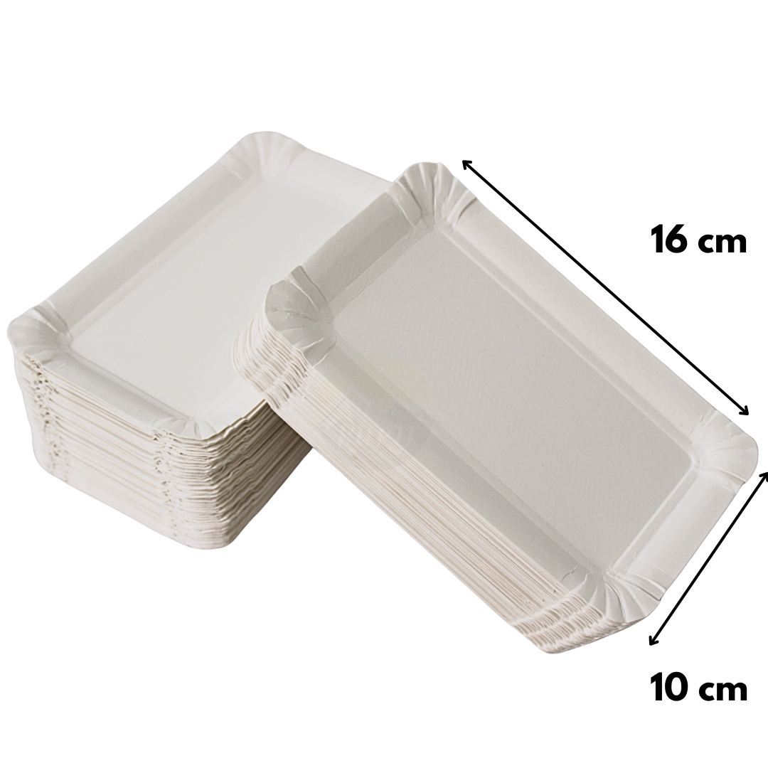 Papirplade/skål 10x16cm hvid - 250 stykker