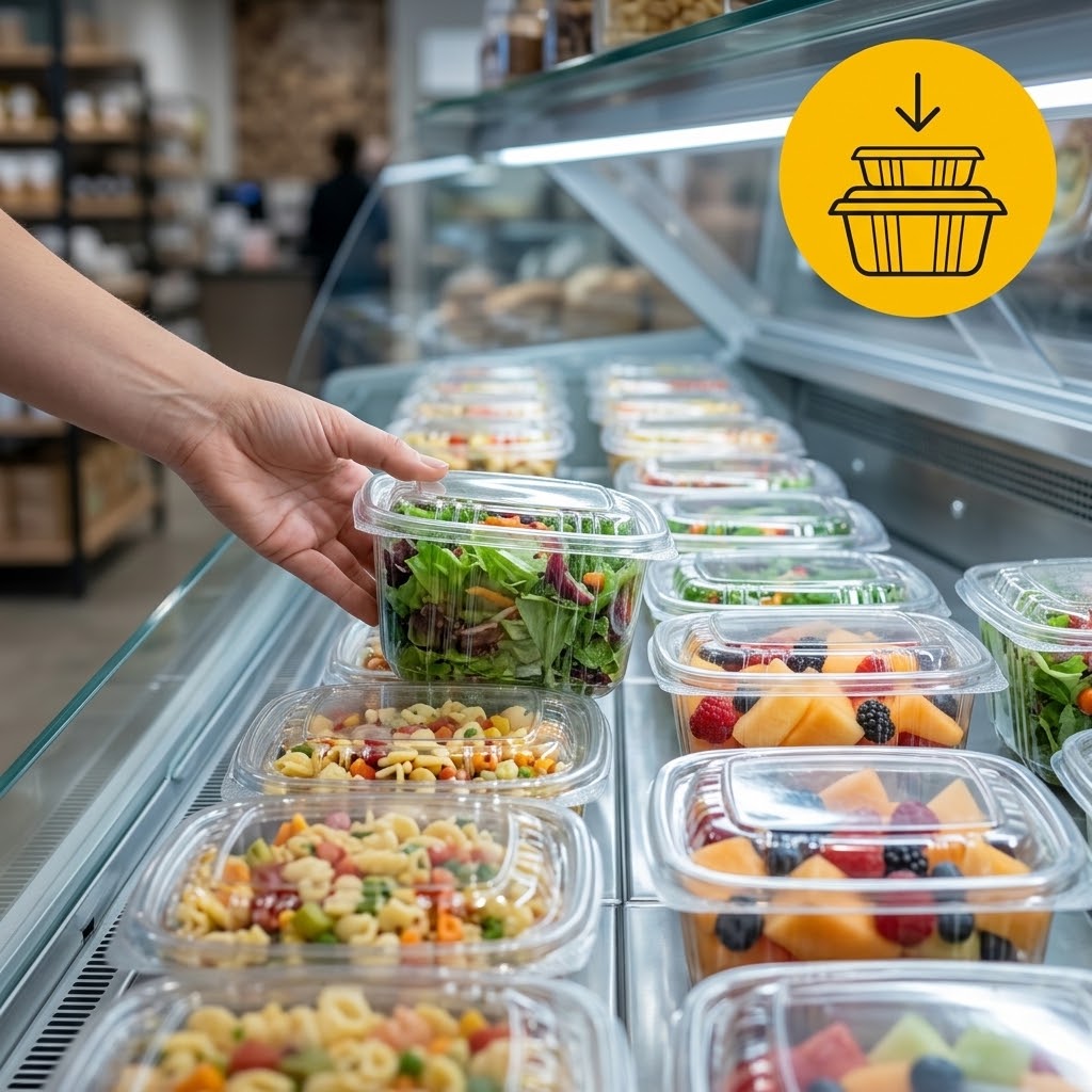 Transparant saladebakje van 375 ml met vaste deksel