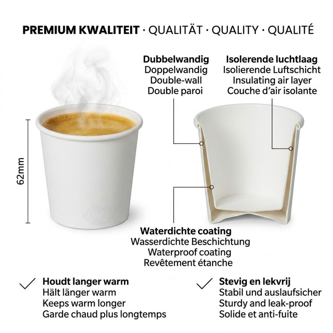 Espressobægre 120ml (4 oz) hvid - 1000 stk. | Lækfri inkl. SUP