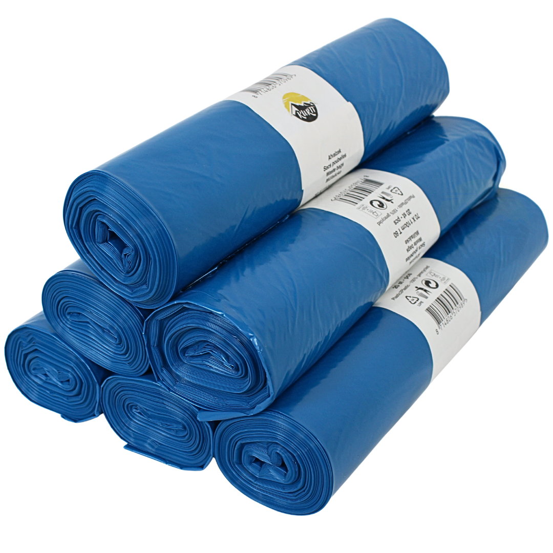 LDPE Afvalzakken 70 x 110 cm – Blauw – Type 60 (op rol) - 200 stuks