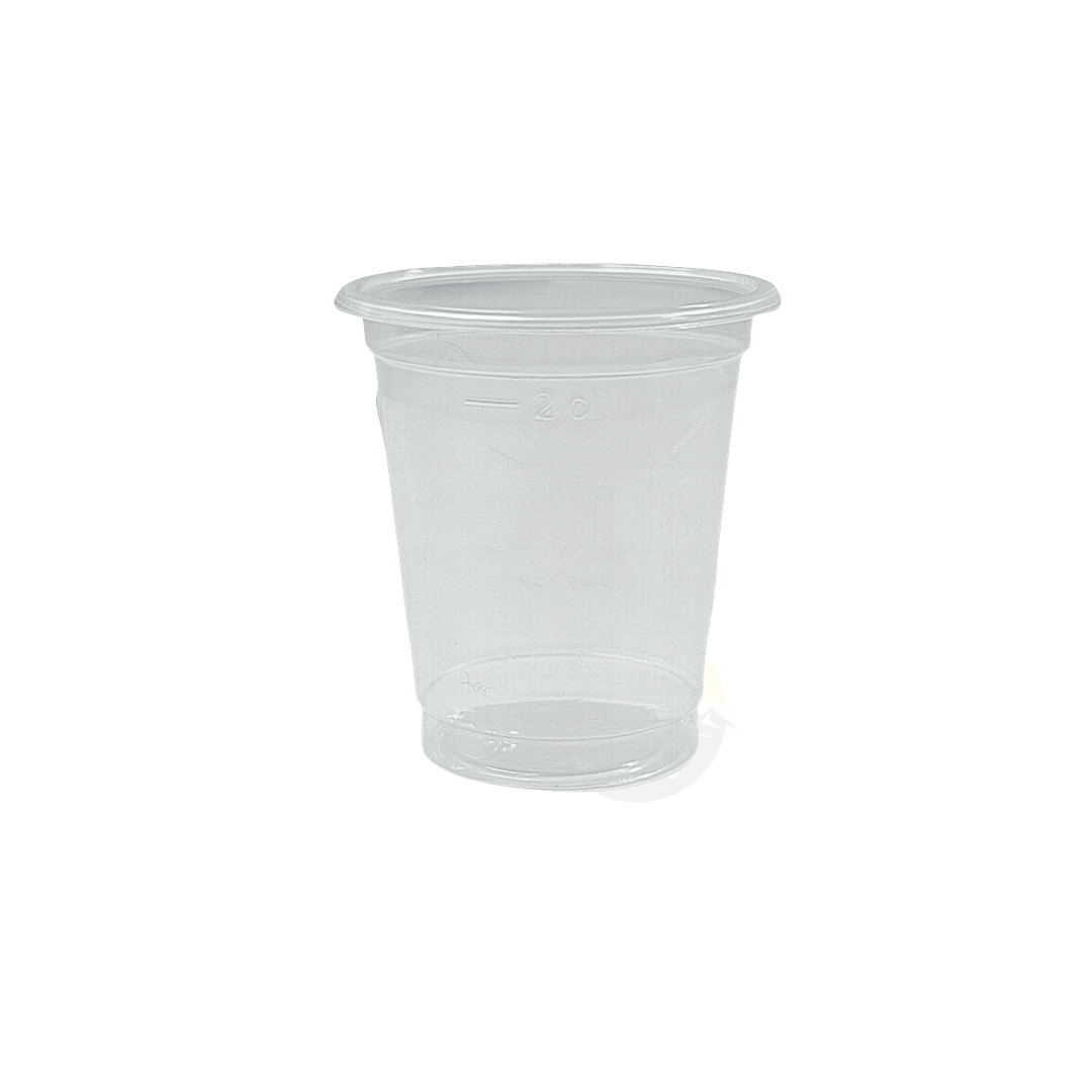 Shotglas af plast 20cc PET - 1200 stk | Shotglas til engangsbrug med påfyldningslinje 2cl Solid Transparent