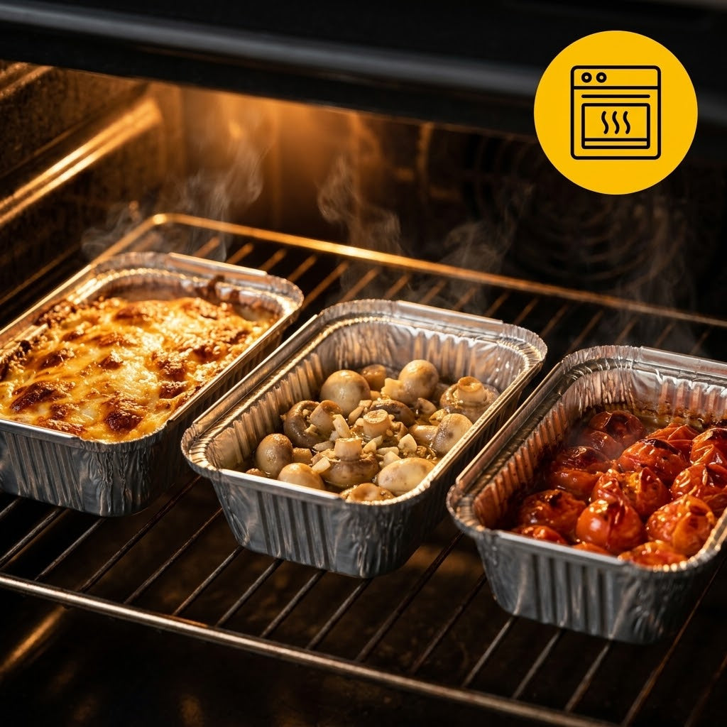 Aluminiumsbakker med låg 100 stk. - (250ml) Ovnfade Airfryer