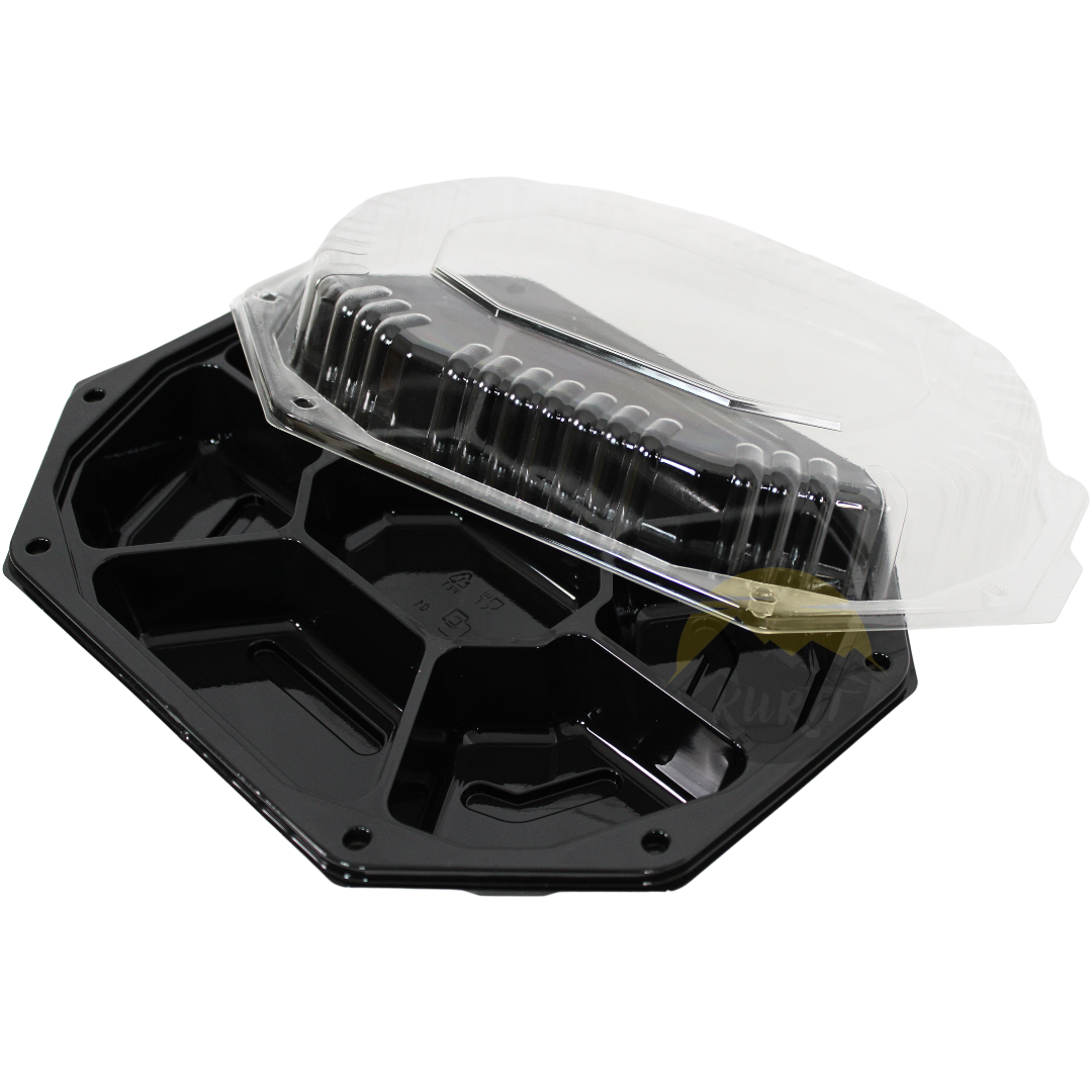 Cateringbakke Sort 7 rum - 10 stykker