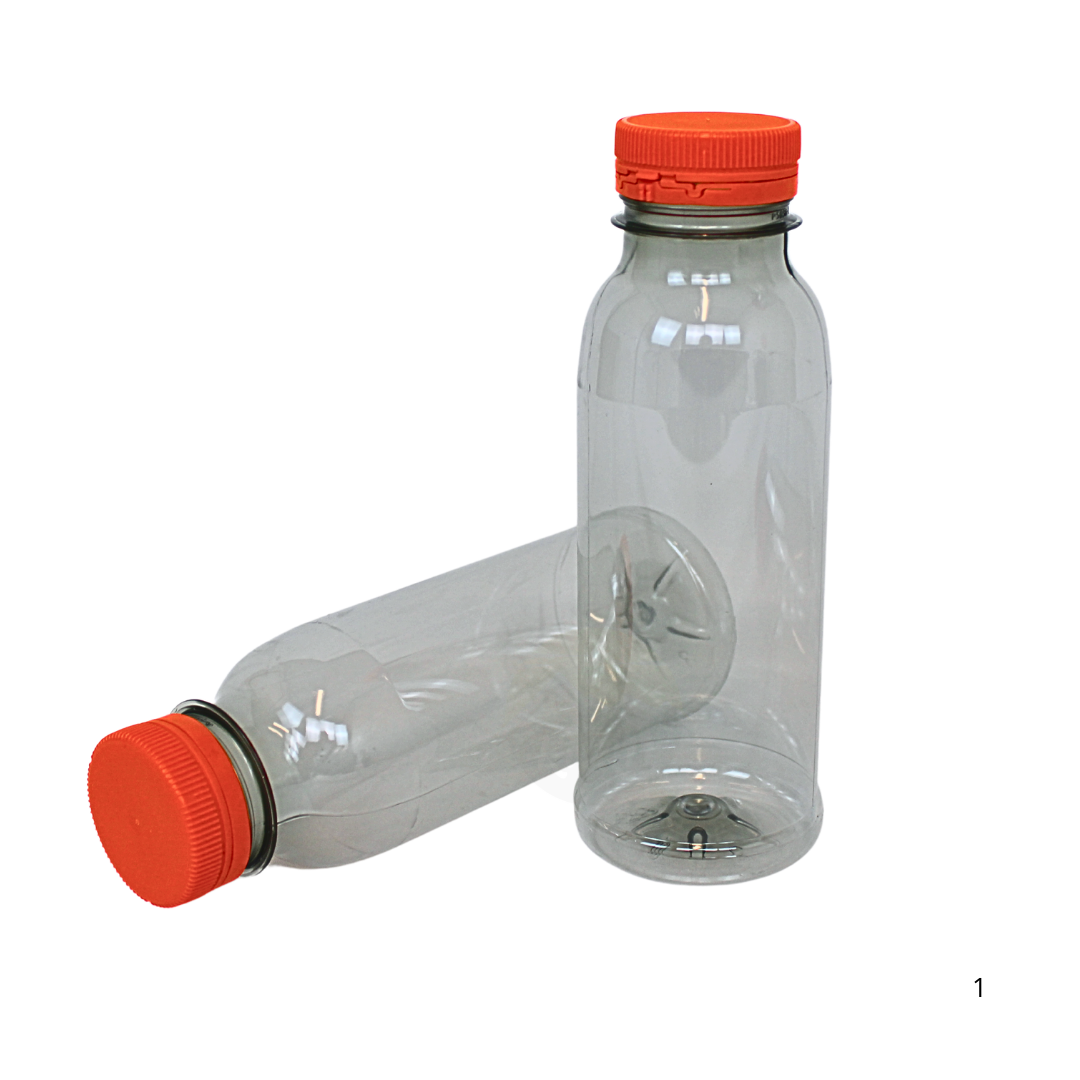 rPET-flaske 330 ml med orange hætte | BPA-fri og fødevaresikker - 35 stk.