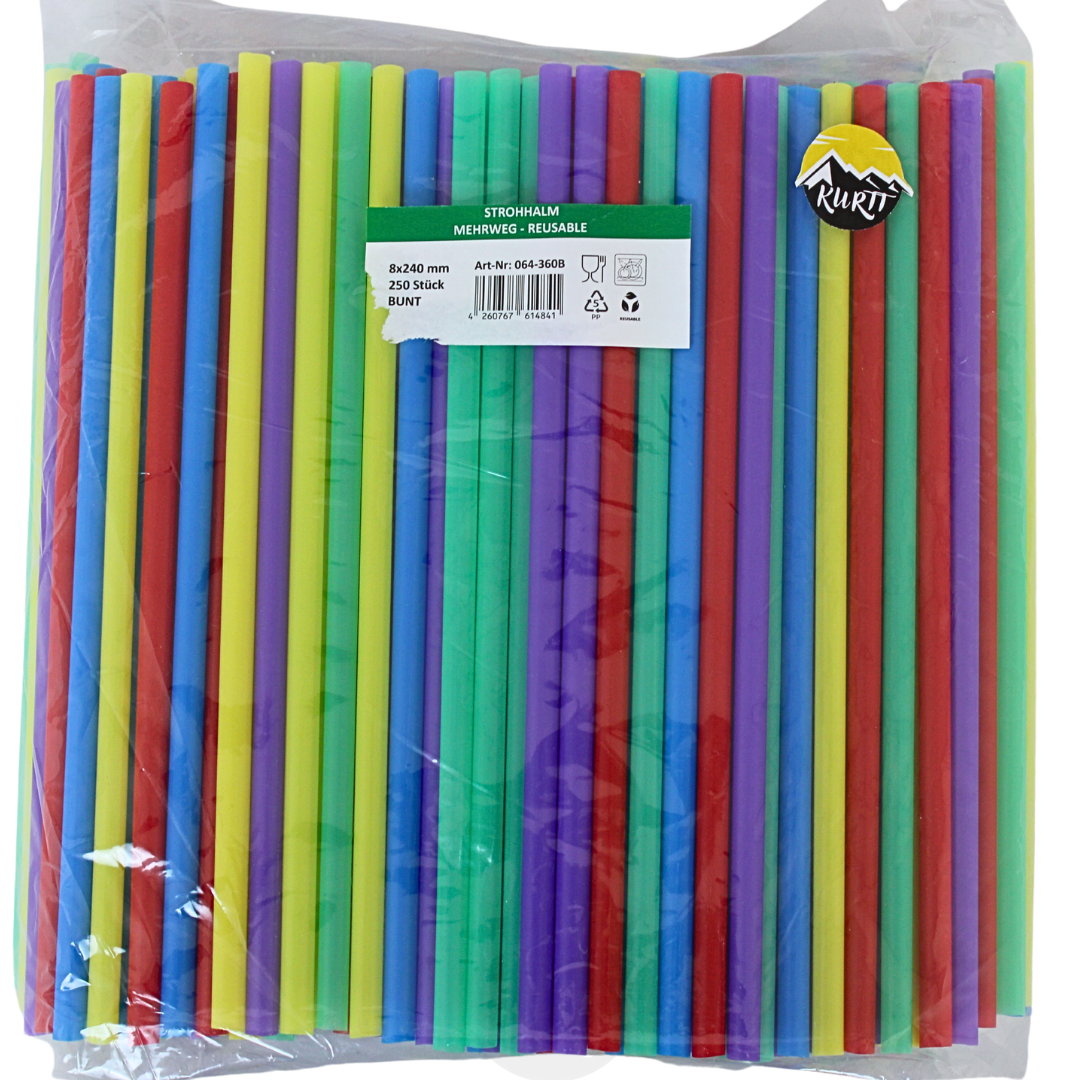 Multicolor PP plastic straws - 100 pieces