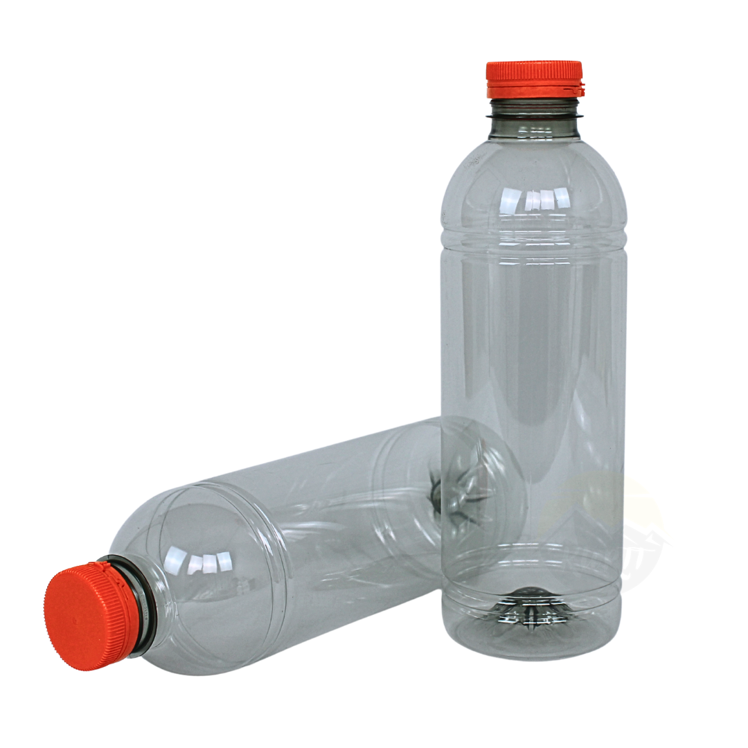rPET Flesje 1000ml met Oranje Dop | BPA-vrij & Voedselveilig - 15 stuks