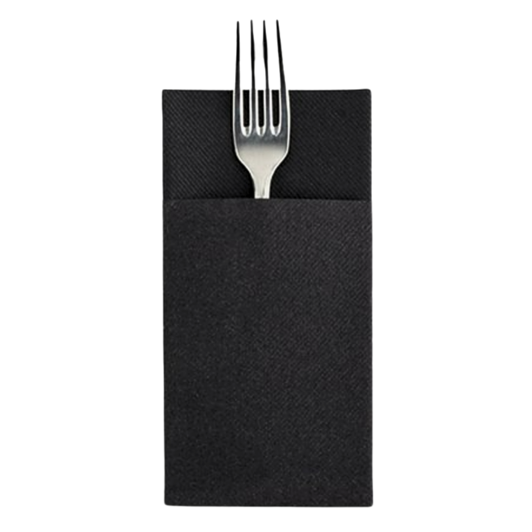 Bestik serviet 1/8 Airlaid 1L sort 40x40 cm - 75 stykker