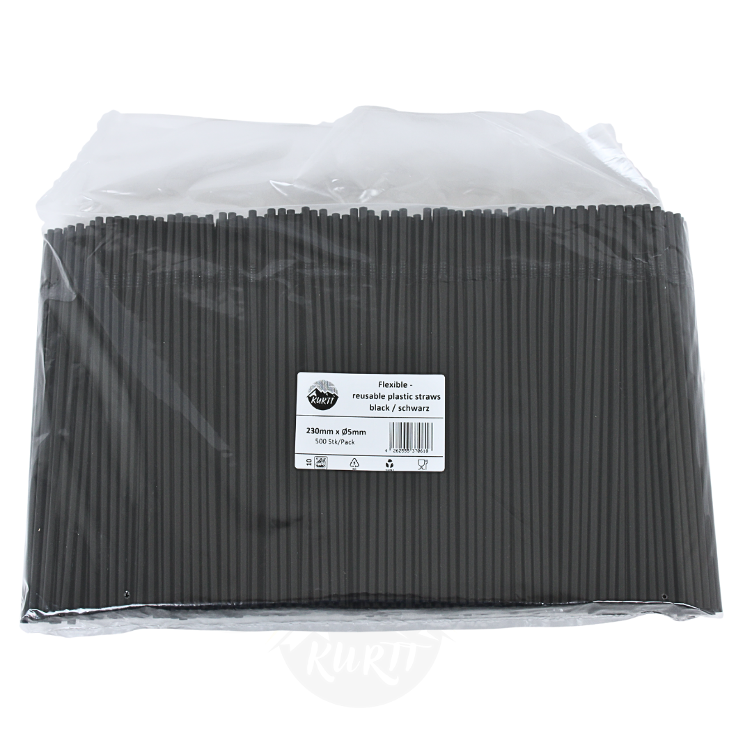 500x Plastiksugerør - genanvendeligt sugerør - bøjet kant 5x230mm - genanvendeligt (europæisk standard EN12875-1 certificeret)