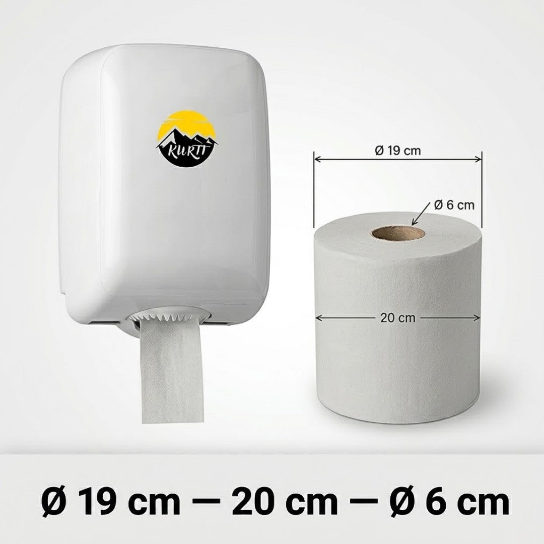 6x pudserulle 300M 1-lags grå (genbrug) pudsepapir dispenser-egnet - absorberer fremragende