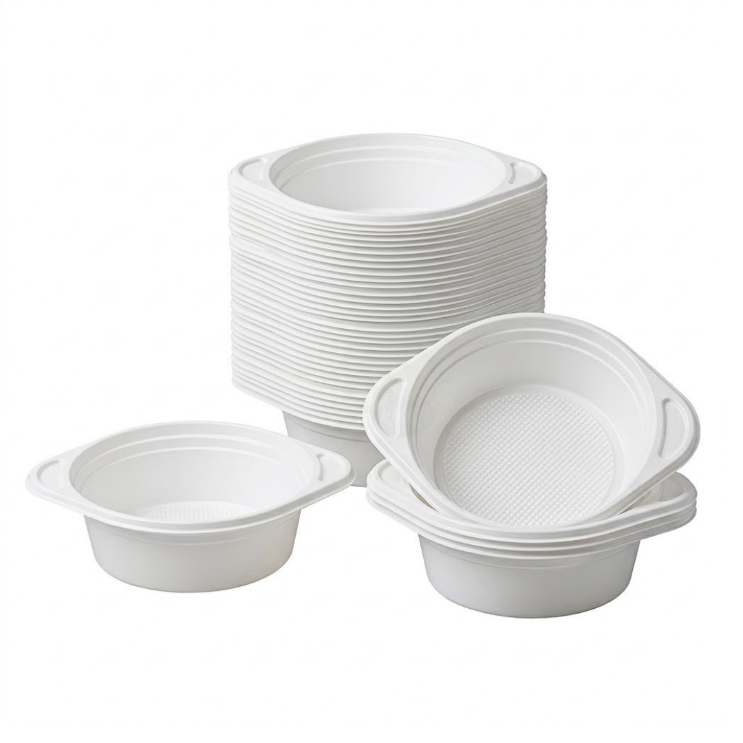 Suppeskåle 350ml plast - 100 stk. suppebægre til restauration - hvide