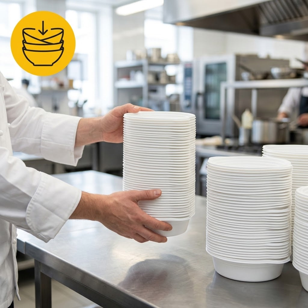 Suppeskåle 350ml plast - 100 stk. suppebægre til restauration - hvide