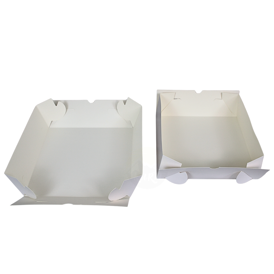 Verzenddoos taart 30x30x10 cm met zwanenhalssluiting FSC® – 50 stuks | Zwanenhalsdoos
