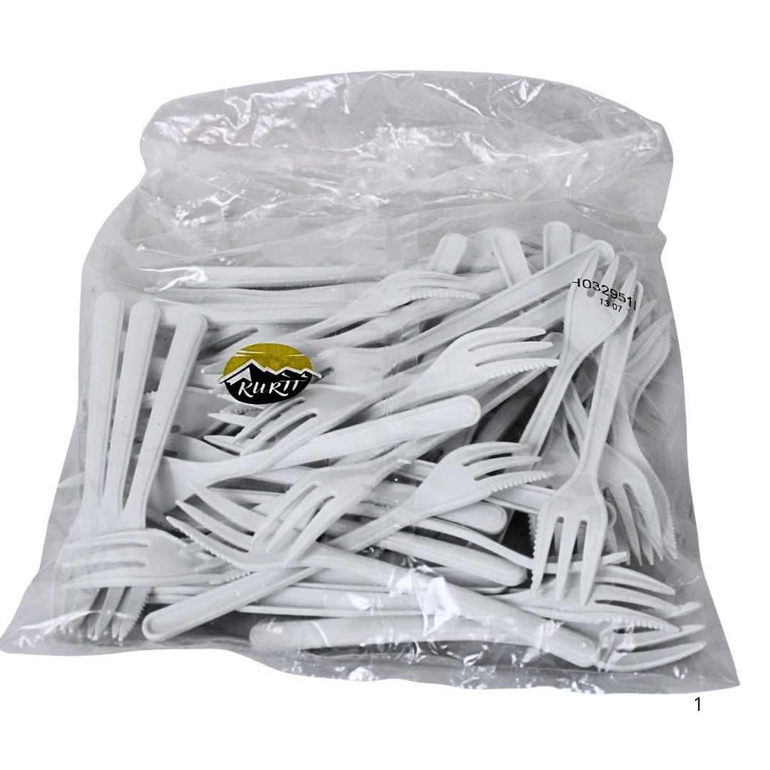 Pommes frites-gaffel hvid 130 mm - Snackgaffel af hård plast til engangsbrug | 100/500/1000 stk.