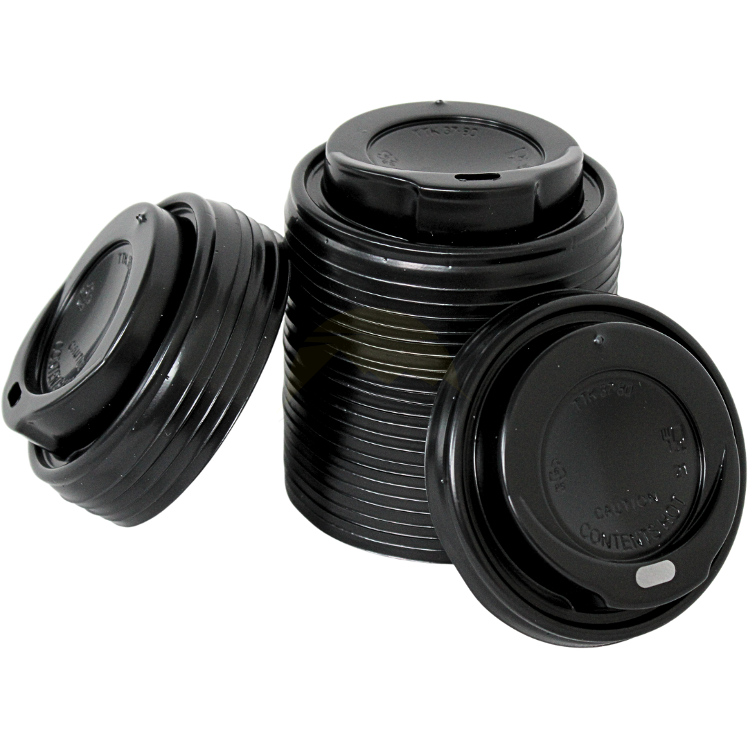 Låg til kaffekopper 80 mm Ø sort - 100 stykker
