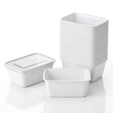 Mikrobølgebakker med låg - meal prep-bakker - kraftige og fleksible - opbevaringsbakker - hvid