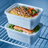 Mikrobølgebakker med låg - meal prep-bakker - kraftige og fleksible - opbevaringsbakker - hvid