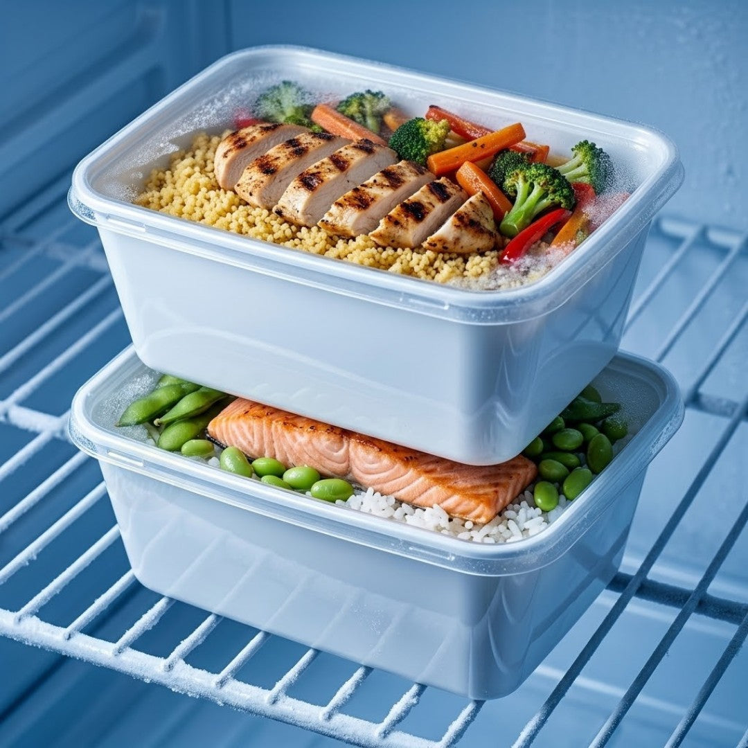 Mikrobølgebakker med låg - meal prep-bakker - kraftige og fleksible - opbevaringsbakker - hvid