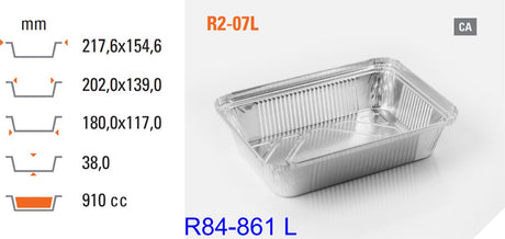 Aluminiumscontainer 861 L med låg - 100 stykker