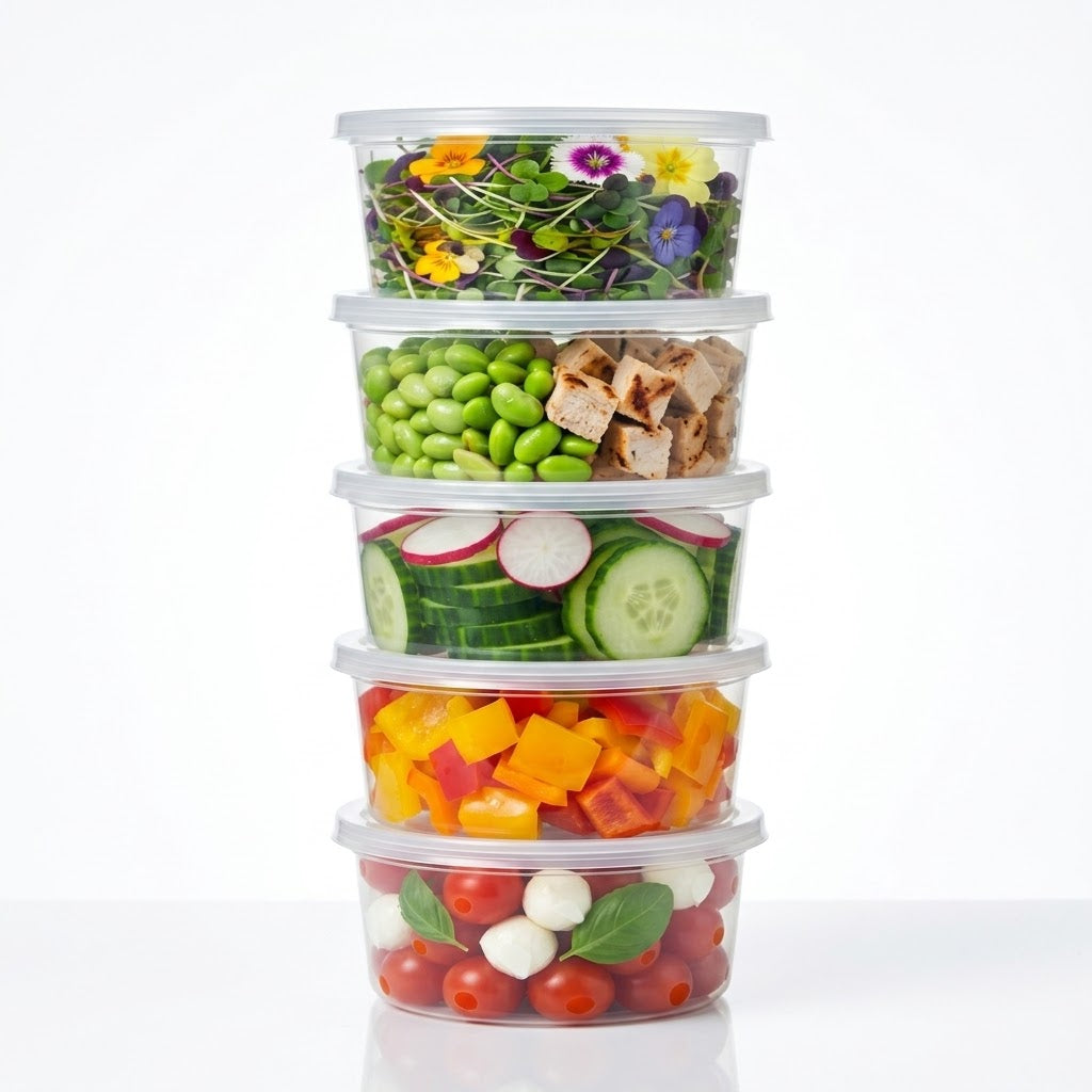 Plastbøtter 250ml rund transparent med låg – 100 stk. | Fordelagtigt bulk