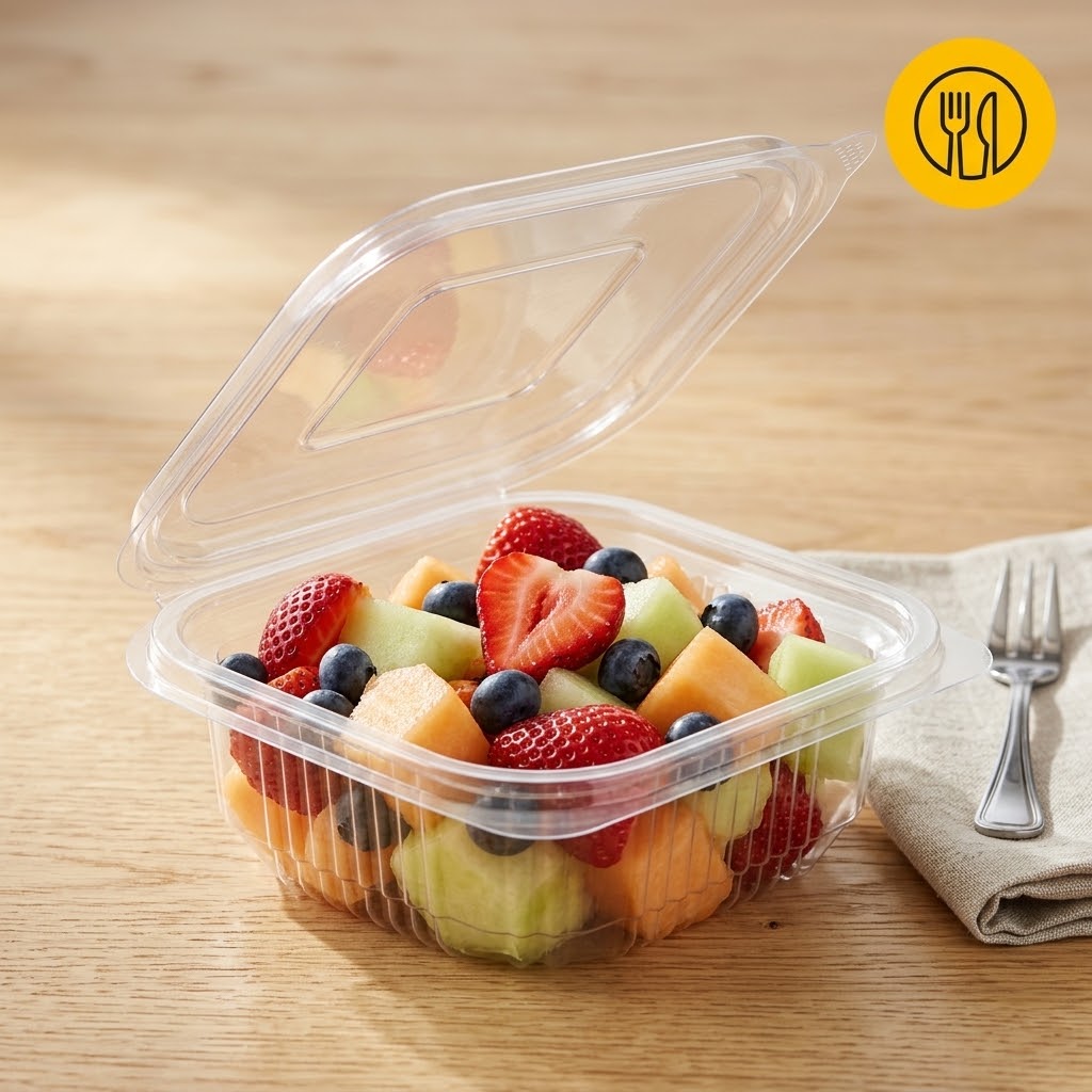 Transparant 250 ml bakje met vaste klapdeksel