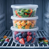 Plastbøtter 250ml transparent med låg – 50 stk. | Mikroovnsegnet