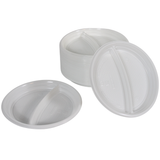 Plasttallerkener 2-rums hvid - 100 stk. engangstallerkener til restauration