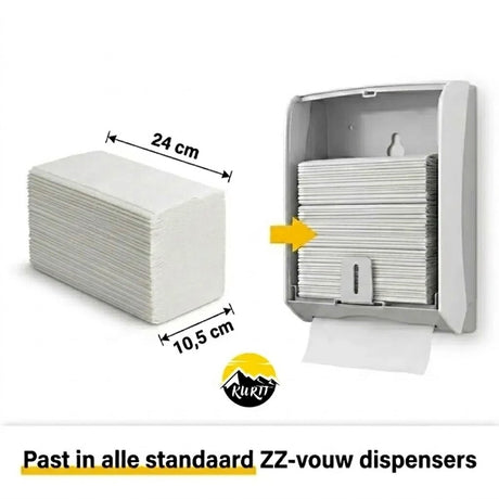 9600 Papirhåndklæder, hvid 2-lags 24 x 21 cm Z-fold (60 x 160 ark)