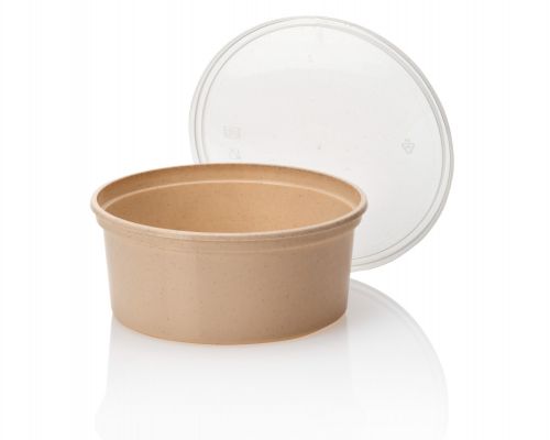 Microwave containers with lids Beige 350ML ROUND - 100 pieces