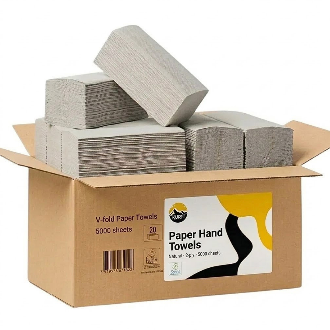 Papirshåndklæder Z-fold 2-lags - 5000 stk. natur