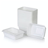 Mikrobølgebakker med låg - meal prep-bakker - kraftige og fleksible - opbevaringsbakker - hvid