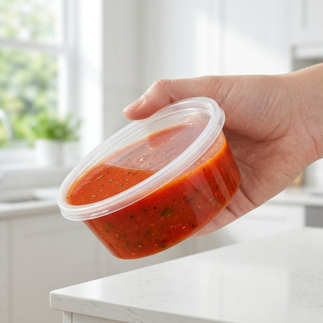 Plastbøtter 250ml transparent med låg – 50 stk. | Mikroovnsegnet