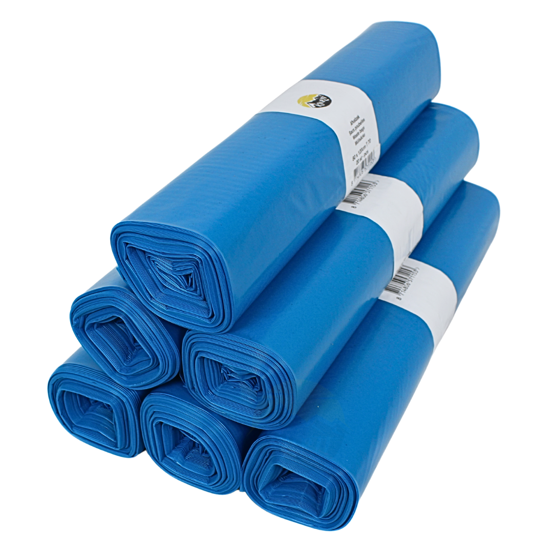 LDPE Afvalzakken 80 x 120cm (160L) T 70 blauw rol - 200 stuks