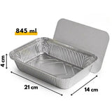 Aluminiumsbakker med låg 100 stk. - (845L) Aluminiumsfade til ovn engangs