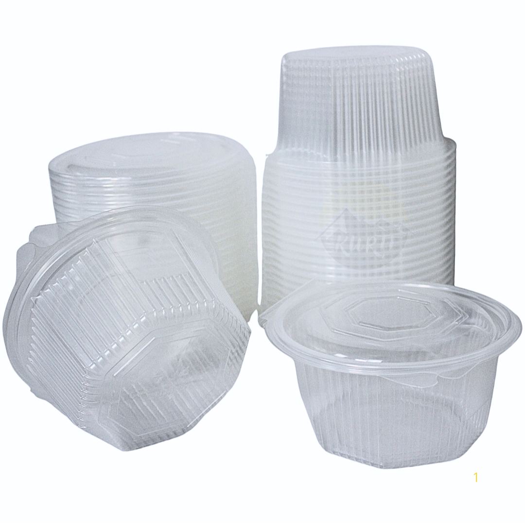 PP Salad Bowl Transparent Octagonal 1000ml - 50 pieces