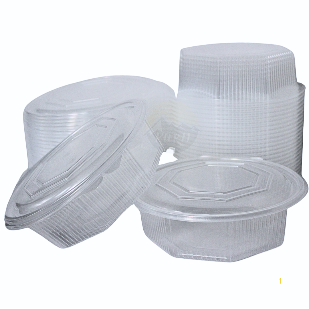 PP Salad Bowl Transparent Octagonal 1500ml - 25 pieces