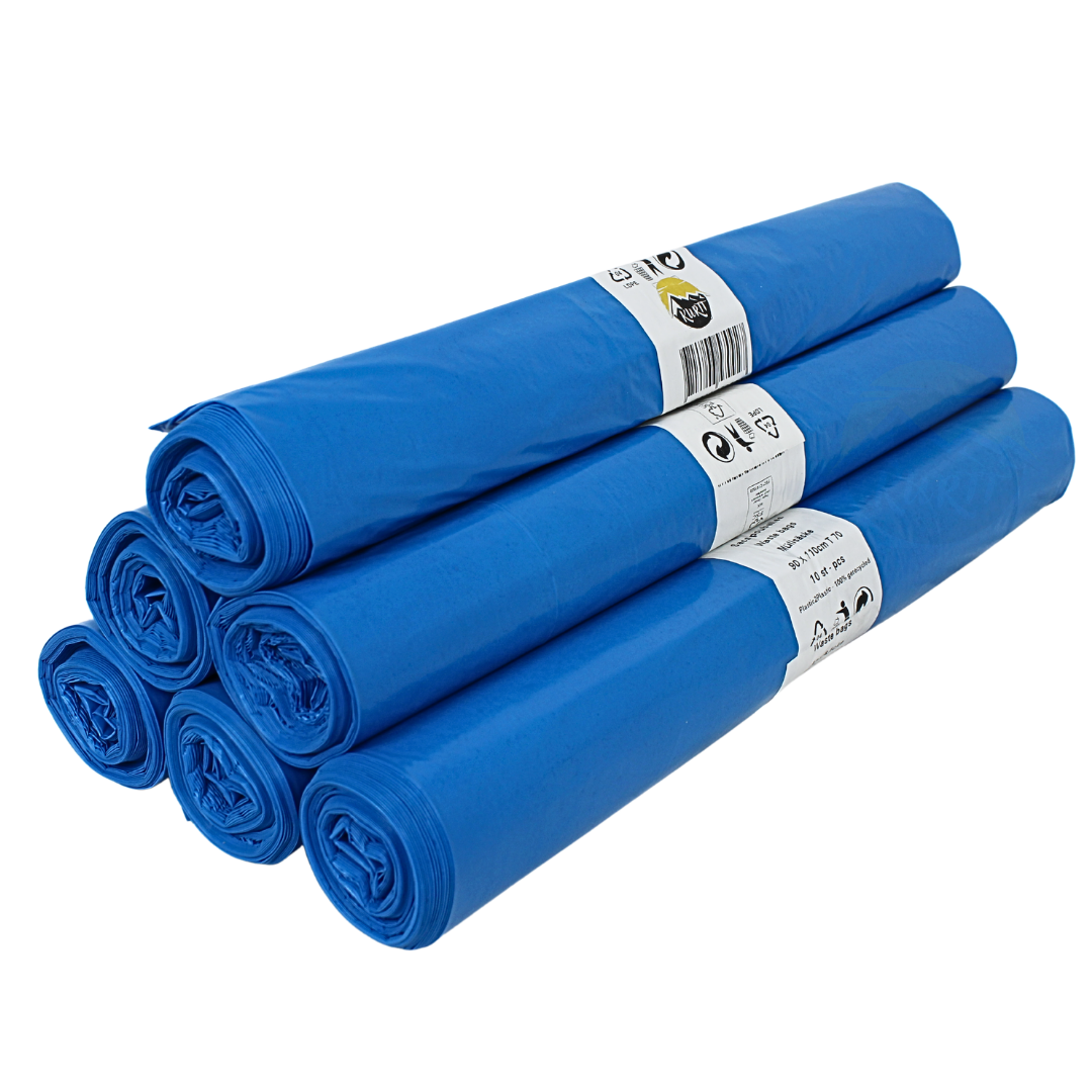 LDPE Afvalzakken 90 x 110 cm – Blauw – Type 70 (op rol) - 100 stuks