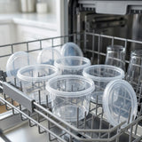 Plastbøtter 250ml transparent med låg – 50 stk. | Mikroovnsegnet
