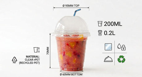 100x Smoothiebekers met Deksel 200ml Transparant Plastic