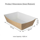 Kraft-wit snackbakje van 167 × 100 × 53 mm met inhoud van 1.000 ml