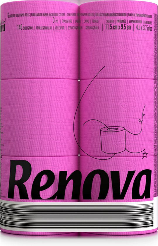 Toiletpapir, toiletpapir, 140 ark 3-lags fuchsia pink