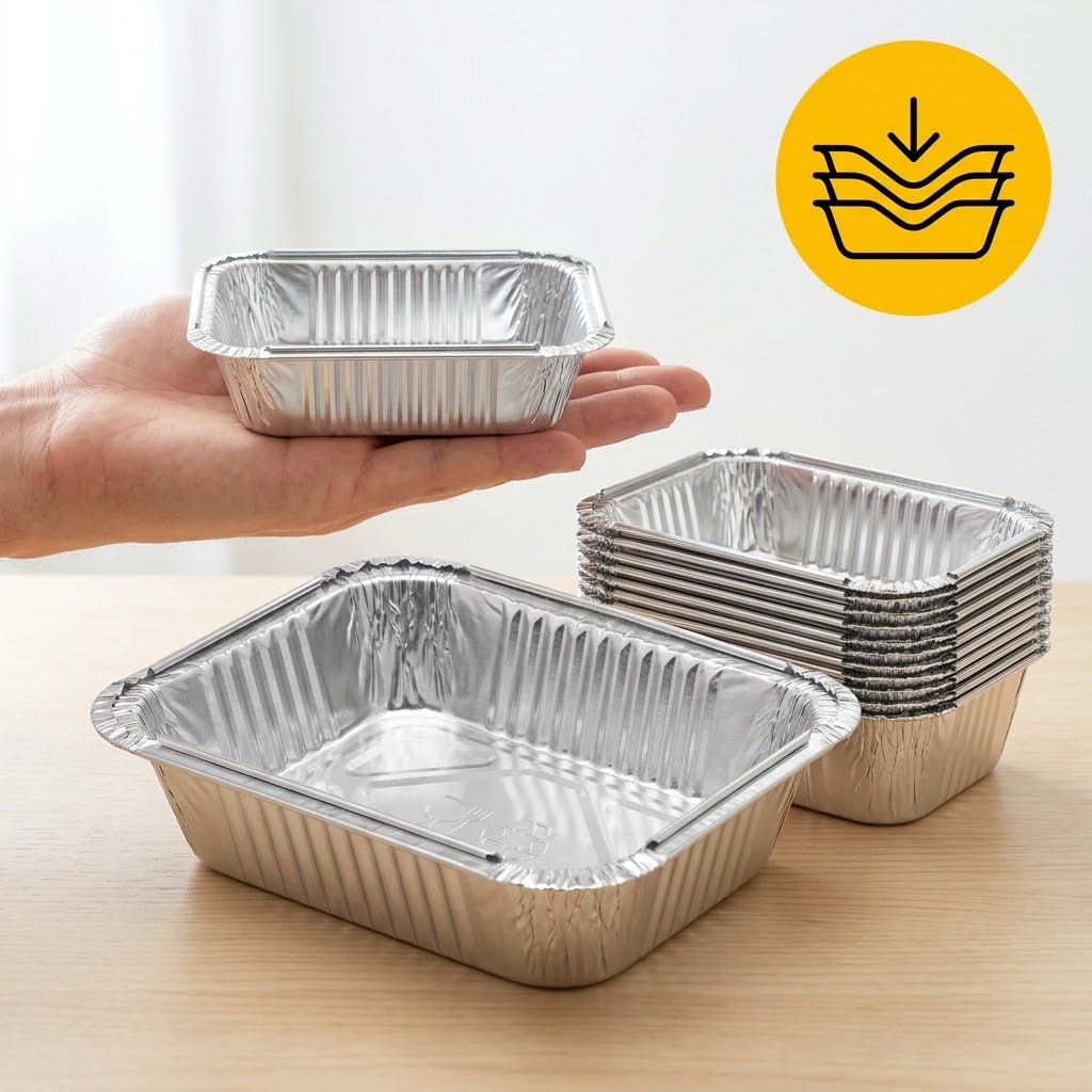 Aluminiumsbakker med låg 100 stk. - (250ml) Ovnfade Airfryer