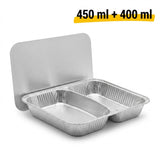 Aluminiumsbakker 2-rums med låg 100 stk. – menufad take away, catering