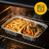 Aluminiumsbakker 2-rums med låg 100 stk. – menufad take away, catering