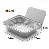 Aluminiumsbakker med låg 100 stk. - (450ml) fade til airfryer
