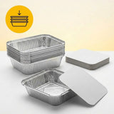 Aluminiumsbakker med låg 100 stk. - (450ml) fade til airfryer