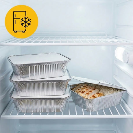 Aluminiumsbakker med låg 100 stk. - (450ml) fade til airfryer