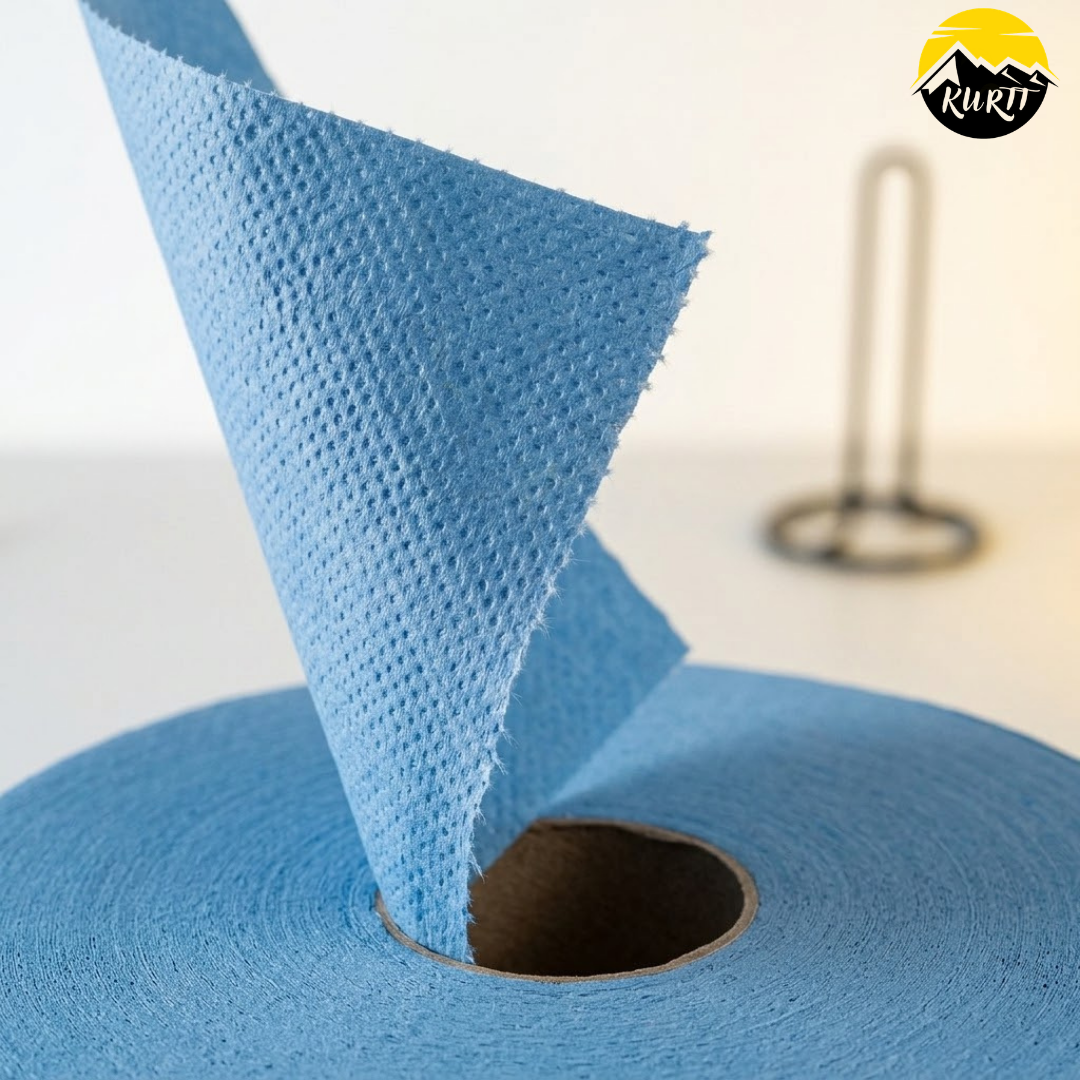 Industrirulle blå 2-lags 380m – 2 ruller | 1000 ark 38x36cm cellulose HACCP pudserulle værksted