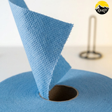 Industrirulle blå 2-lags 380m – 2 ruller | 1000 ark 38x36cm cellulose HACCP pudserulle værksted